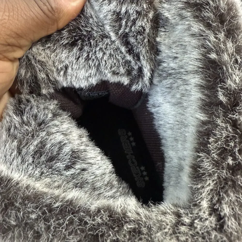 VTG 90s Skechers Jammers Black Leather Platform Boots Fur Lined 9 Goth Punk Y2K - Picture 9 of 10